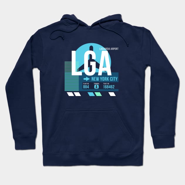 New York (LGA) Airport // Sunset Baggage Tag Hoodie by Now Boarding